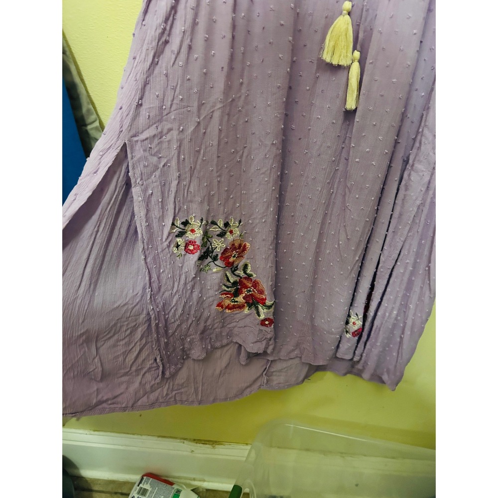A Beautiful Soul Dress Women B Lavender Excellent Floral Embroidered Swiss Boho - Picture 3 of 12
